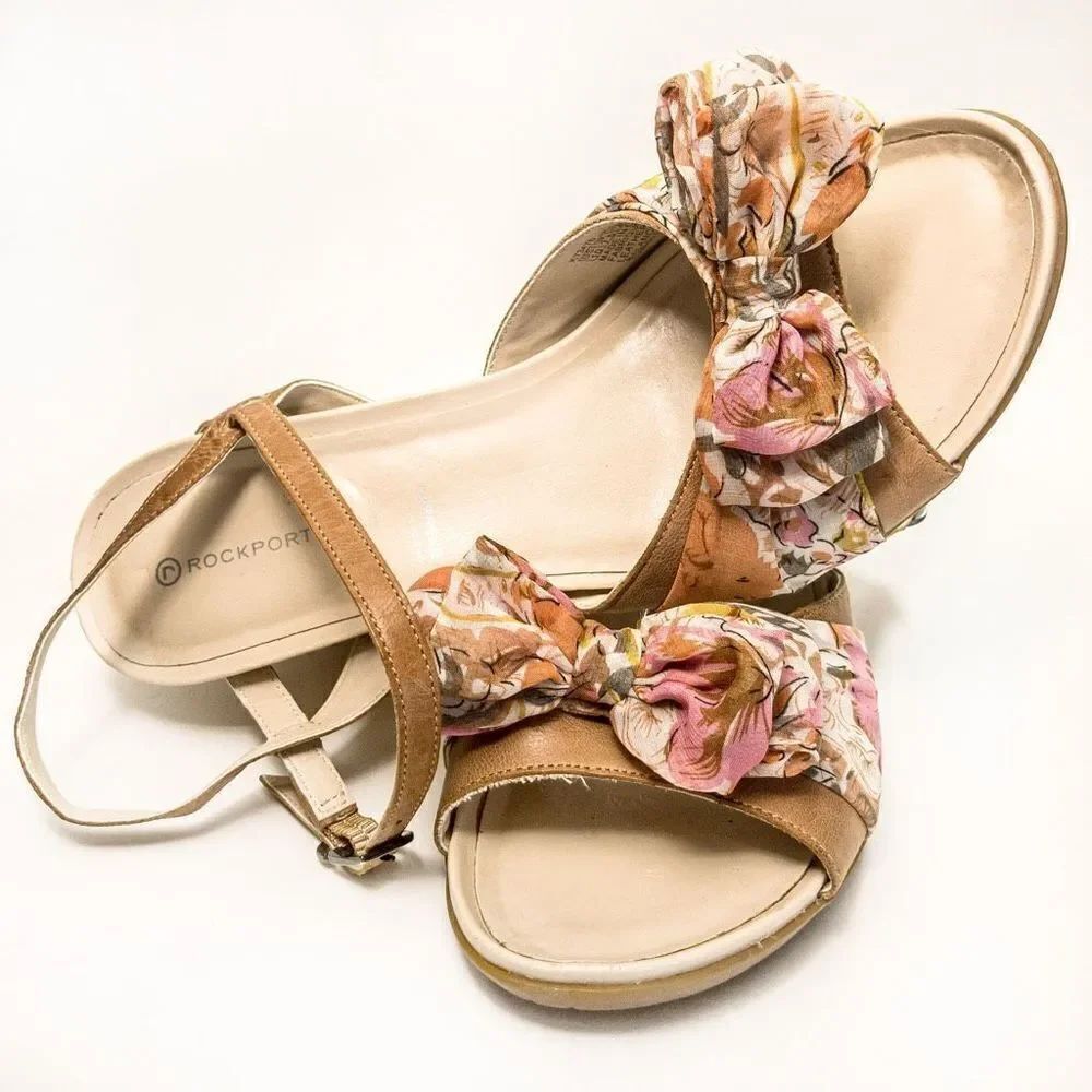 Rockport Floral Espadrille Wedge Sandals adiPRENE by Adidas Sz 10M
